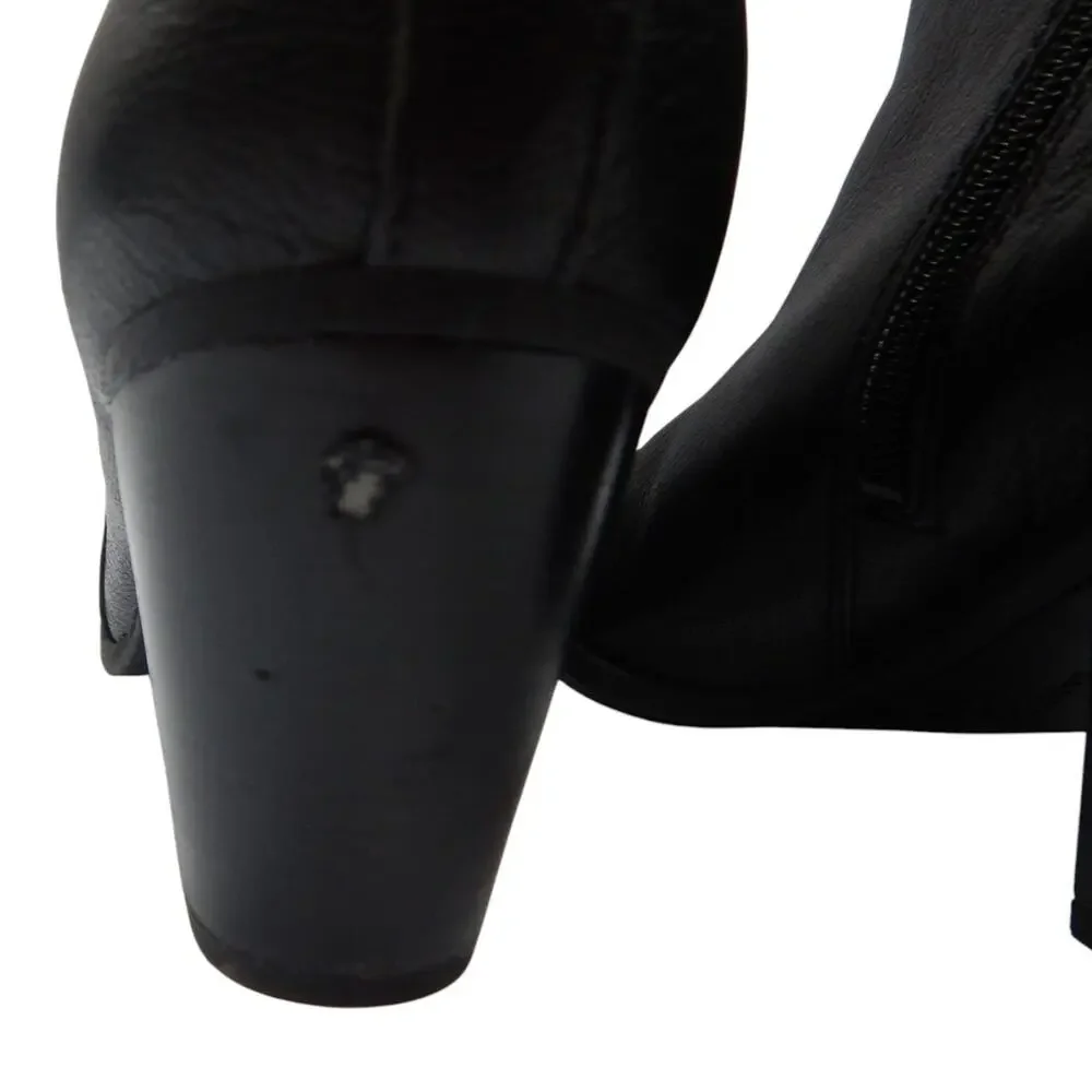 Franco Sarto Diana Leather Dual Side Zip Heeled Ankle Boots Black Size 9.5M